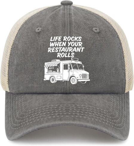 Life Rocks When Your Restaurant Rolls Hat for Mens Soft Washed Distressed in Kuwait