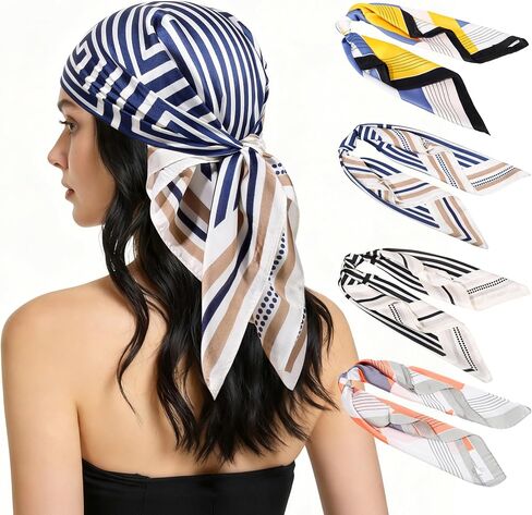 4Pcs Head Scarf for Women Like Silk Scarf Hair Bandana Square Scarf Fashion Accessories lightweight 26“ in Saudi Arabia