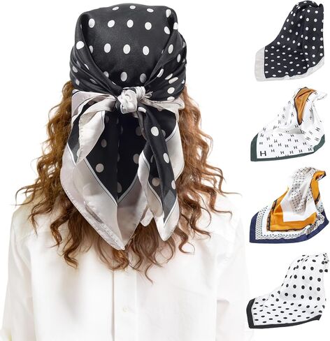 4Pcs Head Scarf for Women Like Silk Scarf Hair Bandana Square Scarf Fashion Accessories lightweight 26“ in Saudi Arabia