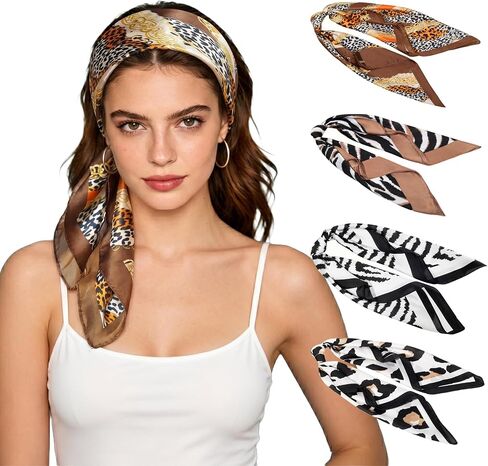 4Pcs Head Scarf for Women Like Silk Scarf Hair Bandana Square Scarf Fashion Accessories lightweight 26“ in Saudi Arabia