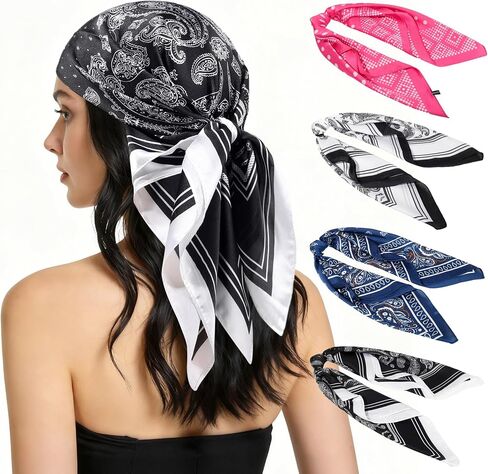 4Pcs Head Scarf for Women Like Silk Scarf Hair Bandana Square Scarf Fashion Accessories lightweight 26“ in Saudi Arabia