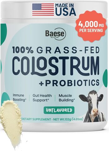 Organic Chocolate 4000mg Bovine Colostrum Powder for Humans Grass Fed + Probiotics Colostrum Supplement for Kids & Adults with Immunoglobulins (220.98 Grams) in Saudi Arabia