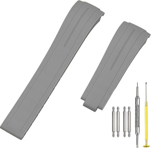 Juntan 20mm 21mm 22mm Rubber Watch Band, Curved End Replacement Strap Compatible for Rolex Submariner, Daytona, Yachtmaster, GMT-Master, Explorer, Seiko Tudor Omega, Soft Silicone Strap Without Clasp in Kuwait