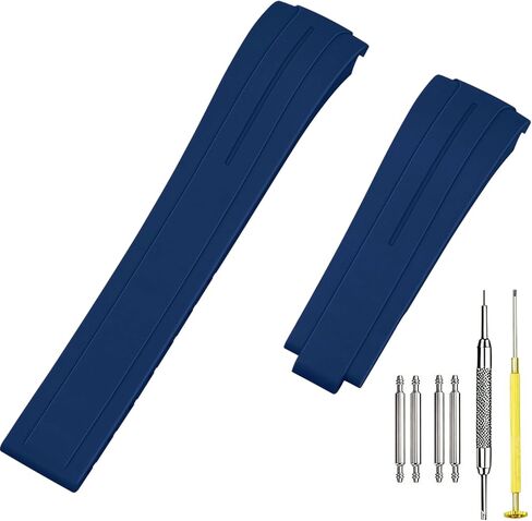 Juntan 20mm 21mm 22mm Rubber Watch Band, Curved End Replacement Strap Compatible for Rolex Submariner, Daytona, Yachtmaster, GMT-Master, Explorer, Seiko Tudor Omega, Soft Silicone Strap Without Clasp in Kuwait