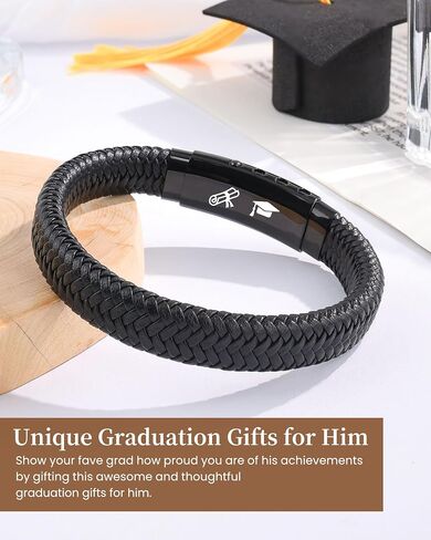 YELUWA Graduation Gifts, To My Son/Man/Dad/Brother Bracelet Leather Adjustable Cuff Bangle Bracelet for Mens Easter Father's Day Anniversary Wedding Birthday Gifts for Son/Man/Dad/Brother in Saudi Arabia