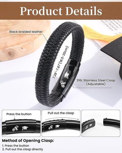 YELUWA Graduation Gifts, To My Son/Man/Dad/Brother Bracelet Leather Adjustable Cuff Bangle Bracelet for Mens Easter Father's Day Anniversary Wedding Birthday Gifts for Son/Man/Dad/Brother in Saudi Arabia