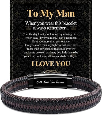YELUWA Graduation Gifts, To My Son/Man/Dad/Brother Bracelet Leather Adjustable Cuff Bangle Bracelet for Mens Easter Father's Day Anniversary Wedding Birthday Gifts for Son/Man/Dad/Brother in Saudi Arabia