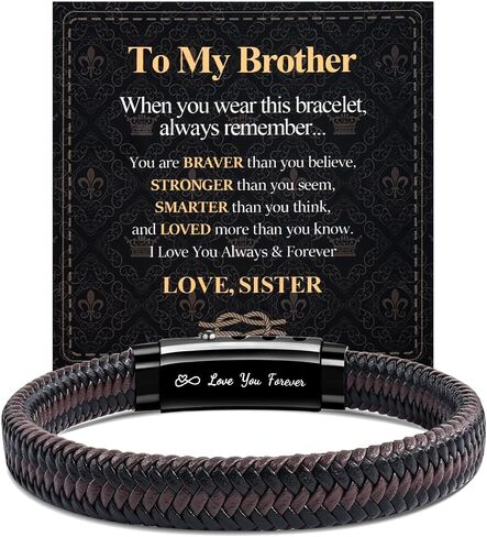 YELUWA Graduation Gifts, To My Son/Man/Dad/Brother Bracelet Leather Adjustable Cuff Bangle Bracelet for Mens Easter Father's Day Anniversary Wedding Birthday Gifts for Son/Man/Dad/Brother in Saudi Arabia