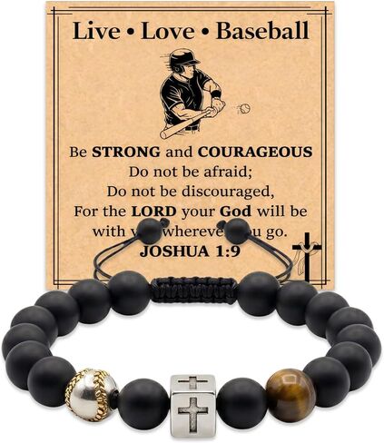 Christian Cross Bracelet for Men - Mens Beaded Religious Jewelry, to My Dad Football Baseball Soccer Sports Bracelets, Sentimental Birthday Religious Gift Husband Papa Grandpa in Saudi Arabia