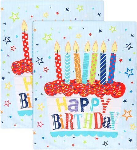 Birthday Chair Covers for Classroom, 2 PCS Reusable Washable Chair Slipcover, Double Sided Printed Happy Birthday Seat Cover for Kids Elegant Party Decorations Intimate Gathering Gala(Blue) in Kuwait