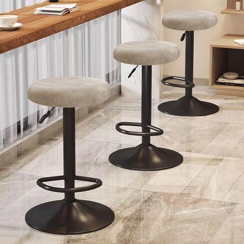 Velvet Round Stool Covers Soft Barstool Seat Covers Washable Stool Cushion Slipcover Elastic Bar Chair Covers for 16-18 Inch Chair(Taupe, 2 Piece) in Saudi Arabia