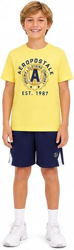 AEROPOSTALE Boys Shorts Set - 2 Piece Lightweight Short Sleeve Jersey T-Shirt and Mesh Shorts for Boys (Sizes: 8-12) in Kuwait