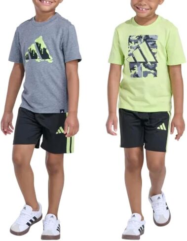 adidas Youth Boy's 3 Piece Active Outfit Set, 2 Tees and 1 Short in Kuwait