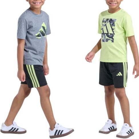 adidas Youth Boy's 3 Piece Active Outfit Set, 2 Tees and 1 Short in Kuwait