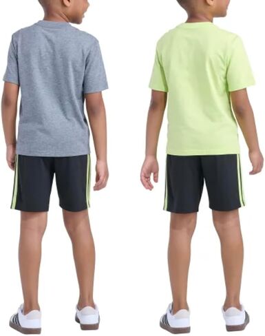 adidas Youth Boy's 3 Piece Active Outfit Set, 2 Tees and 1 Short in Kuwait