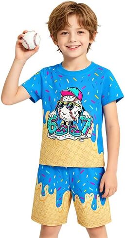 Kids 67 Dripping Ice Cream Shirt Pants Set for 5-12Y in Saudi Arabia