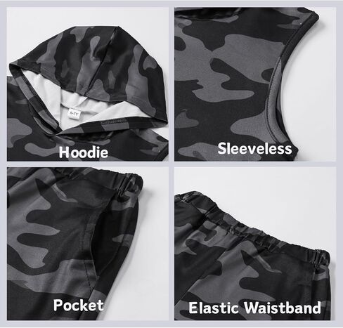 6-12 Years Boys Clothing Set Camo Hoodie Tops T-Shirt and Shorts Set Summer Fashion Clothes for Kids in Saudi Arabia
