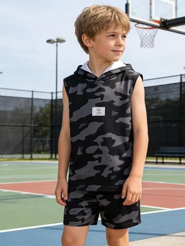 6-12 Years Boys Clothing Set Camo Hoodie Tops T-Shirt and Shorts Set Summer Fashion Clothes for Kids in Saudi Arabia
