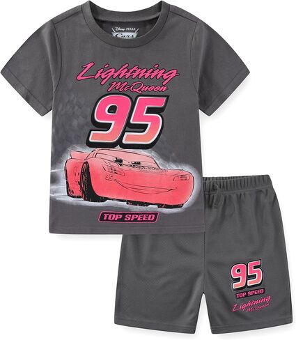 Disney Cars Lightning McQueen Boys Short Sleeve T-Shirt and Mesh Short Set for Toddler and Big Kids in Kuwait