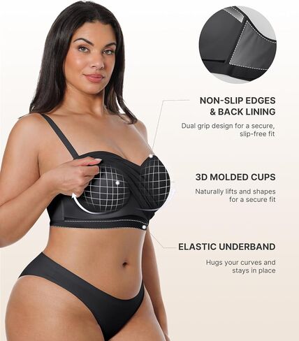 حمالة صدر بدون حمالات من SHAPELLX للنساء حمالة صدر لاسلكية بدون خياطة مبطنة بحمالة صدر غير قابلة للانزلاق وقابلة للتحويل in Kuwait