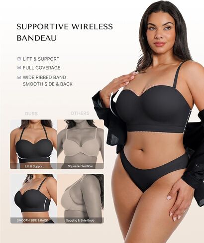 حمالة صدر بدون حمالات من SHAPELLX للنساء حمالة صدر لاسلكية بدون خياطة مبطنة بحمالة صدر غير قابلة للانزلاق وقابلة للتحويل in Kuwait