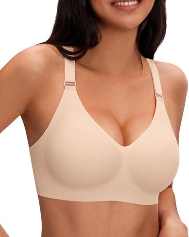 Jelly Bras for Women Deep V Wireless Seamless Tshirt Bras Push Up Plunge Supportive No Underwire Bralettes Bras in Saudi Arabia