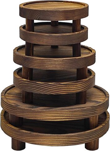6 PCS 5/6/8 Inch Wooden Risers for Display Wood Pedestal Stand Round Mini Tray Stand Rustic Riser Tray Tiered Tray Decor for Party, Wedding, Birthday, Baby Shower,Home Décor in Saudi Arabia