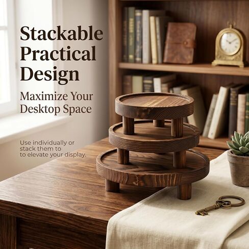 6 PCS 5/6/8 Inch Wooden Risers for Display Wood Pedestal Stand Round Mini Tray Stand Rustic Riser Tray Tiered Tray Decor for Party, Wedding, Birthday, Baby Shower,Home Décor in Saudi Arabia