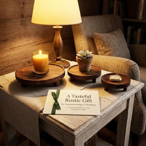 6 PCS 5/6/8 Inch Wooden Risers for Display Wood Pedestal Stand Round Mini Tray Stand Rustic Riser Tray Tiered Tray Decor for Party, Wedding, Birthday, Baby Shower,Home Décor in Saudi Arabia
