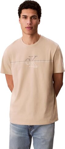 Calvin Klein Men's Classic Fit Short Sleeve Ck Line Crewneck Tee in Saudi Arabia