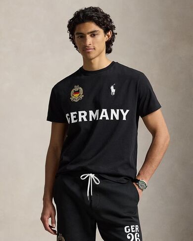 POLO RALPH LAUREN Men’s Classic Fit Germany Jersey T-Shirt,Medium Black in Kuwait