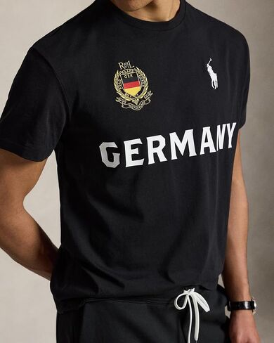 POLO RALPH LAUREN Men’s Classic Fit Germany Jersey T-Shirt,Medium Black in Kuwait