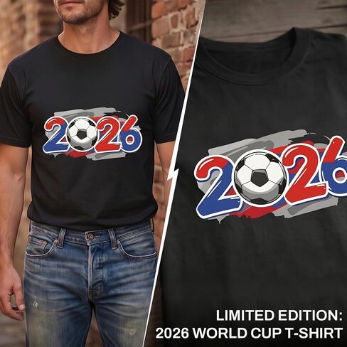 Soccer Shirt 2026 World Cup - Cotton Tshirt for World Cup 2026 - Tee Shirt for Men Women Game Day&Daily Classic Col Round in Saudi Arabia