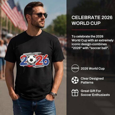 Soccer Shirt 2026 World Cup - Cotton Tshirt for World Cup 2026 - Tee Shirt for Men Women Game Day&Daily Classic Col Round in Saudi Arabia