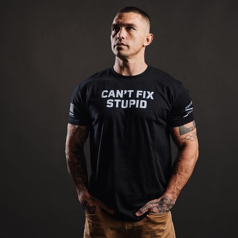 Grunt Style Can't Fix Stupid - تي شيرت برسوم مضحكة - تي شيرت رجالي بأكمام قصيرة in Kuwait