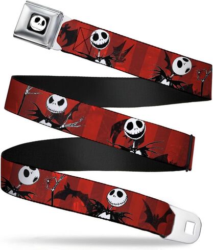 Buckle-Down Seatbelt Belt - NBC Jack Poses/Bats Red Stripe - 1.0" Wide - 20-36 Inches in Length in Kuwait