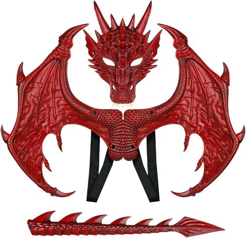 Dragon Costume Kids Dinosaur Wings Tail Mask Set Boys Girls Dress Up Props Dino Costume for Halloween Cosplay Party in Saudi Arabia