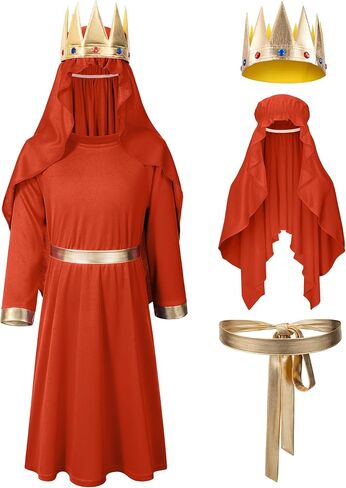 Kids Three Kings Robe Biblical Nativity 3 Wise Men Halloween Costume Cosplay King Outfit Accessories Set in Saudi Arabia