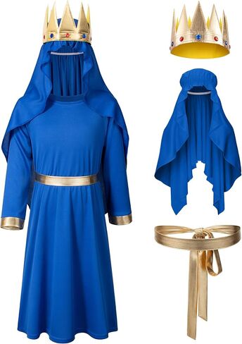 Kids Three Kings Robe Biblical Nativity 3 Wise Men Halloween Costume Cosplay King Outfit Accessories Set in Saudi Arabia