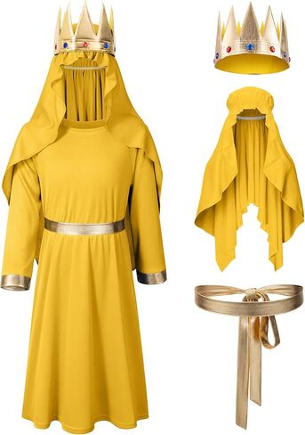 Kids Three Kings Robe Biblical Nativity 3 Wise Men Halloween Costume Cosplay King Outfit Accessories Set in Saudi Arabia