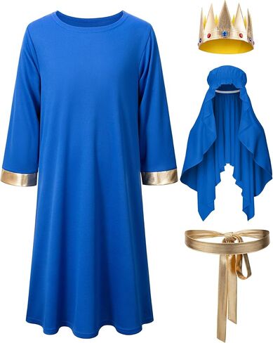 Kids Three Kings Robe Biblical Nativity 3 Wise Men Halloween Costume Cosplay King Outfit Accessories Set in Saudi Arabia
