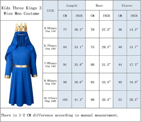 Kids Three Kings Robe Biblical Nativity 3 Wise Men Halloween Costume Cosplay King Outfit Accessories Set in Saudi Arabia