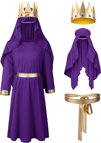 Kids Three Kings Robe Biblical Nativity 3 Wise Men Halloween Costume Cosplay King Outfit Accessories Set in Saudi Arabia