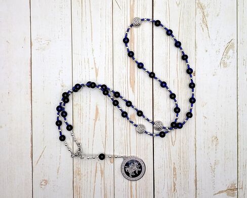 Odin Prayer Bead Necklace in Blue Tiger Eye: Norse God of Battle, Magic, Runes, Wisdom in Saudi Arabia