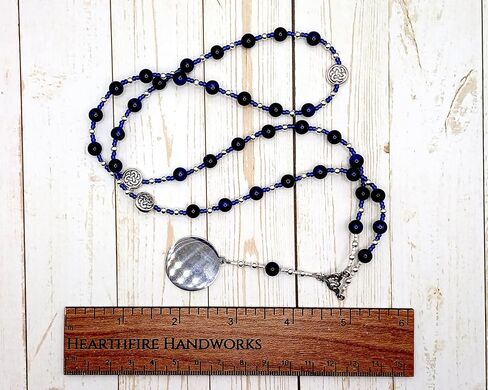 Odin Prayer Bead Necklace in Blue Tiger Eye: Norse God of Battle, Magic, Runes, Wisdom in Saudi Arabia