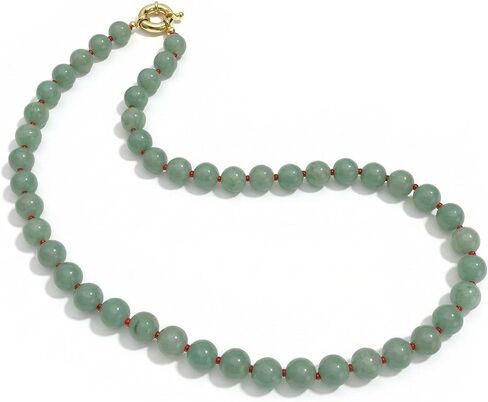 Green Aventurine Necklace, 8mm Natural Gemstone Beaded Necklace 18inches, Handmade Bohemian Crystal Bead Choker for Women in Saudi Arabia