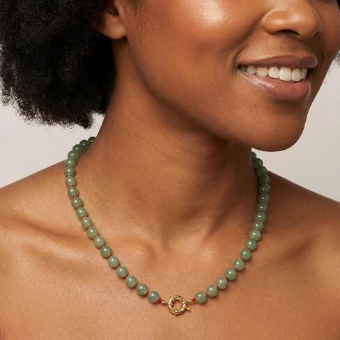 Green Aventurine Necklace, 8mm Natural Gemstone Beaded Necklace 18inches, Handmade Bohemian Crystal Bead Choker for Women in Saudi Arabia