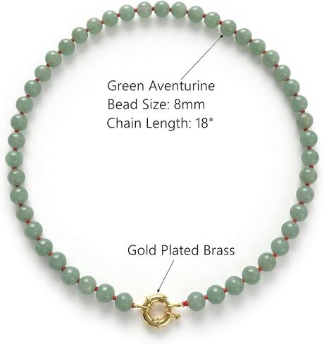 Green Aventurine Necklace, 8mm Natural Gemstone Beaded Necklace 18inches, Handmade Bohemian Crystal Bead Choker for Women in Saudi Arabia