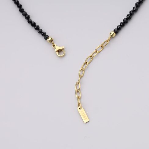COAI Crystal Beaded Black Tourmaline Necklace for Women, Dainty Shell Daisy Necklace for Women in Kuwait