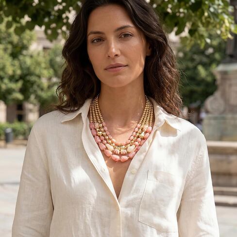 Chunky Boho Beaded Layered Necklace for Women Collar Choker Necklace Vintage Multi-Strand Statement Jewelry Gift for Her in Saudi Arabia